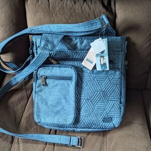 Lug Denim Blue Quilted Crossbody Bag